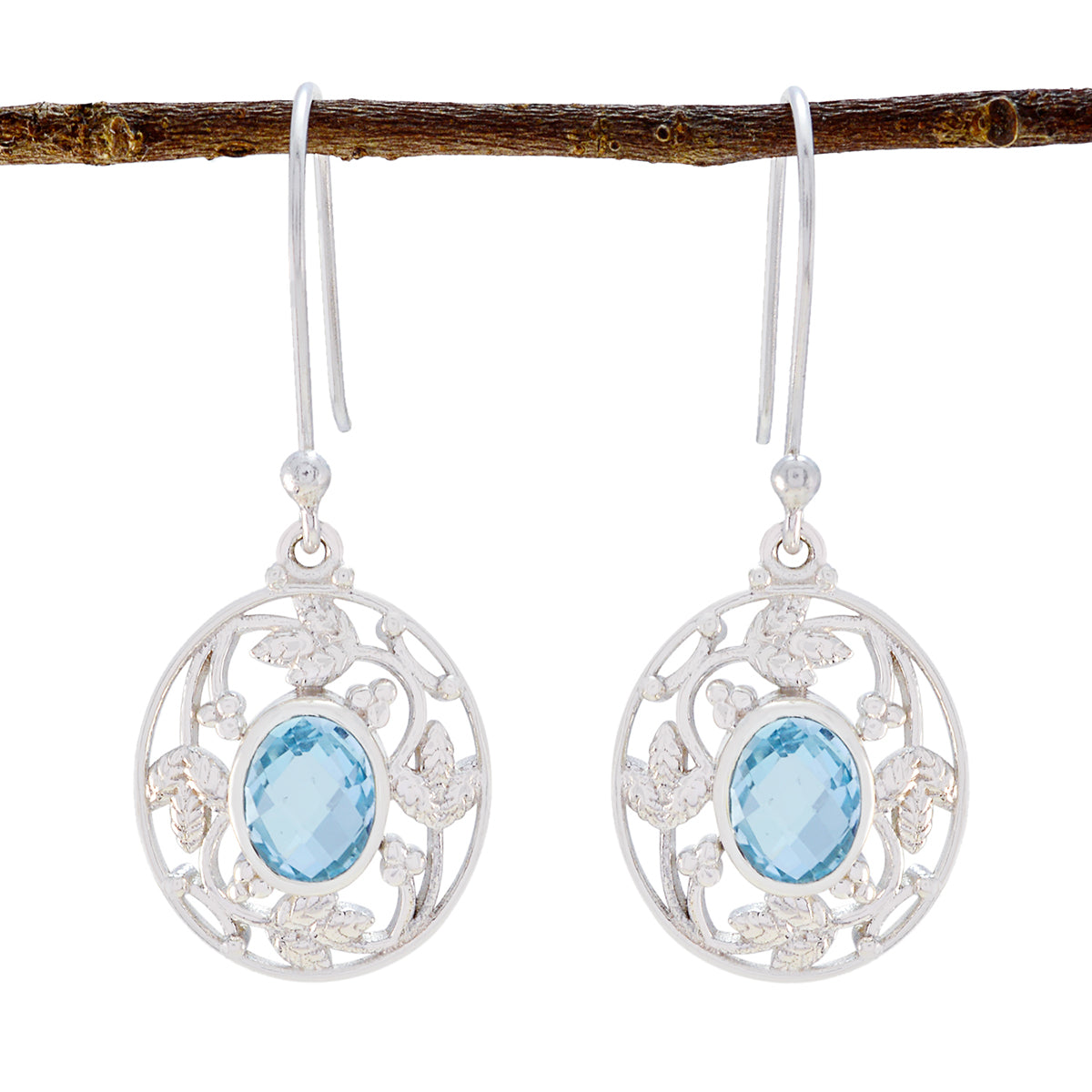Isabella Blue Solitaire Dangle Earrings for Stylish Look Blue topaz Blue Dangle