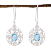 Isabella Blue Solitaire Dangle Earrings for Stylish Look Blue topaz Blue Dangle