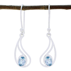 Julia Blue Solitaire Dangle Earrings for Everyday Glam Blue Topaz Blue Dangle