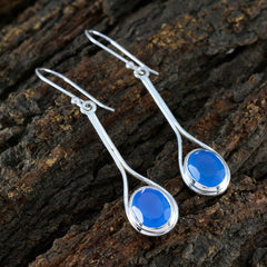 Micaela Blue Solitaire Dangle Earrings for Everyday Wear