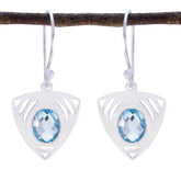 Seo-yeon Blue Solitaire Dangle Earrings for Glam Look Blue Topaz Blue Dangle