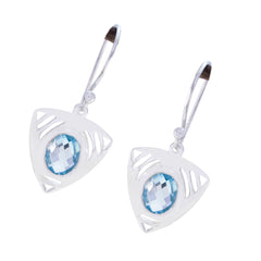 Seo-yeon Blue Solitaire Dangle Earrings for Glam Look