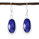 Rebeca Blue Solitaire Dangle Earrings for Glam Look Lapis Lazuli Blue Dangle