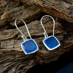 Luisa Blue Solitaire Dangle Earrings for Glam Style