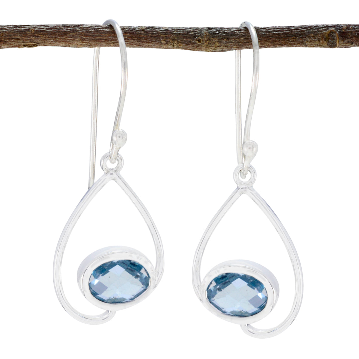 Julieta Blue Solitaire Dangle Earrings for Glam Looks Blue Topaz Blue Dangle