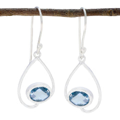 Julieta Blue Solitaire Dangle Earrings for Glam Looks Blue Topaz Blue Dangle