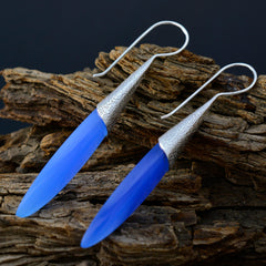 Ha-eun Blue Solitaire Dangle Earrings - Stylish Gemstone Chic