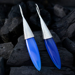 Ha-eun Blue Solitaire Dangle Earrings - Stylish Gemstone Chic