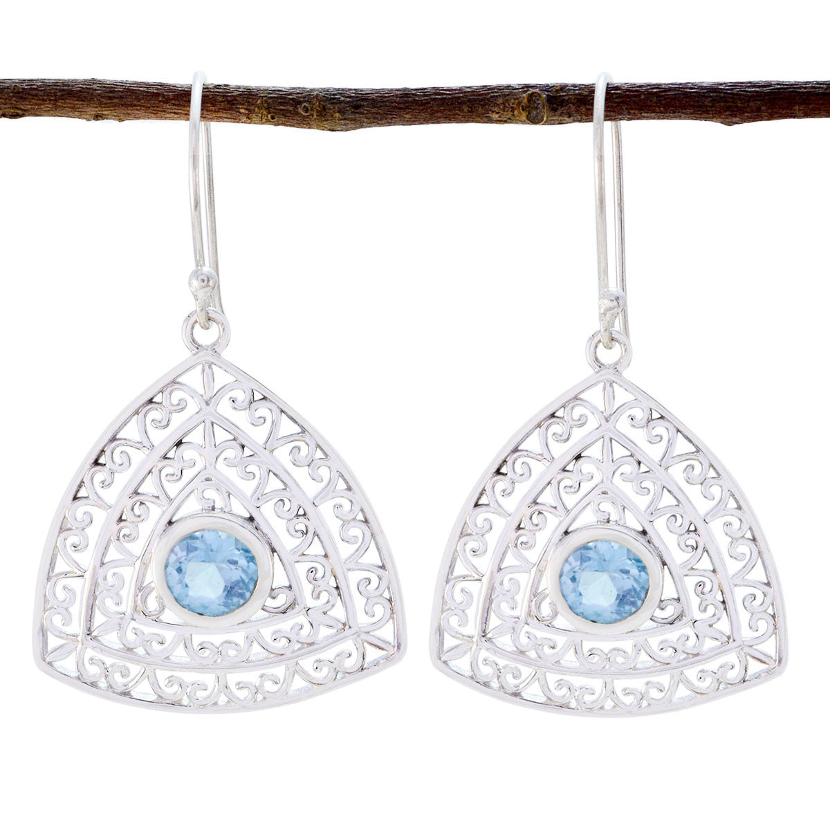 Gabriela Blue Solitaire Dangle Earrings for Everyday Glam Blue Topaz Blue Dangle