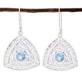 Gabriela Blue Solitaire Dangle Earrings for Everyday Glam Blue Topaz Blue Dangle