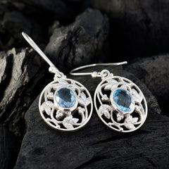 Isabella Blue Solitaire Dangle Earrings for Stylish Look