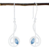 Milagros Blue Solitaire Dangle Earrings for Every Occasion Blue Chalcedony Blue Dangle