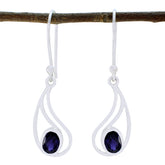 Claire Blue Solitaire Dangle Earrings for Everyday Elegance Iolite Blue Dangle