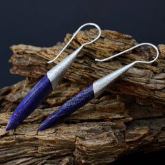 Hye-jin Blue Solitaire Dangle Earrings in Silver