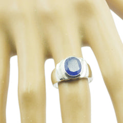 Clara Blue Solitaire Engagement Ring in Sterling Silver