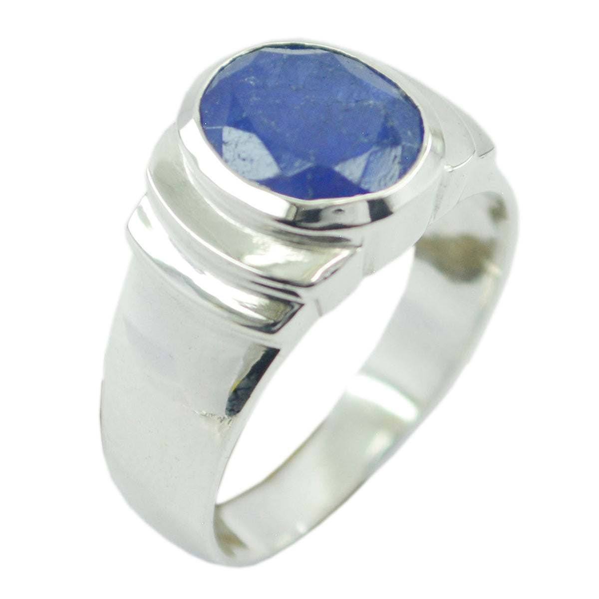 Clara Blue Solitaire Engagement Ring in Sterling Silver Lapis Lazuli Blue
