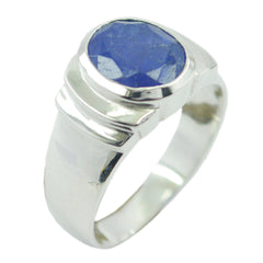 Clara Blue Solitaire Engagement Ring in Sterling Silver Lapis Lazuli Blue