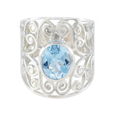 Julia Blue Solitaire Filigree Ring with Elegant Design Blue Topaz Blue