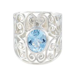 Julia Blue Solitaire Filigree Ring with Elegant Design Blue Topaz Blue