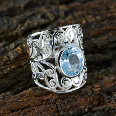Julia Blue Solitaire Filigree Ring with Elegant Design