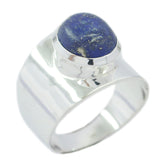 Sofia silver ring featuring a blue solitaire gemstone ring with a polished wide band