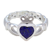 Sofia blue solitaire promise ring with heart-shaped blue stone and crown detail in silver band
