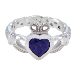 Sofia blue solitaire promise ring with heart-shaped blue stone and crown detail in silver band