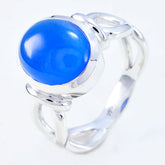 Aaliyah Graceful Blue Solitaire Ring Blue Chalcedony Blue