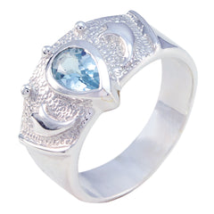 Lucia Blue Solitaire Ring for Women with Gemstone Accent