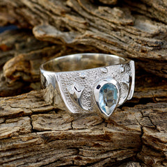 Lucia Blue Solitaire Ring for Women with Gemstone Accent