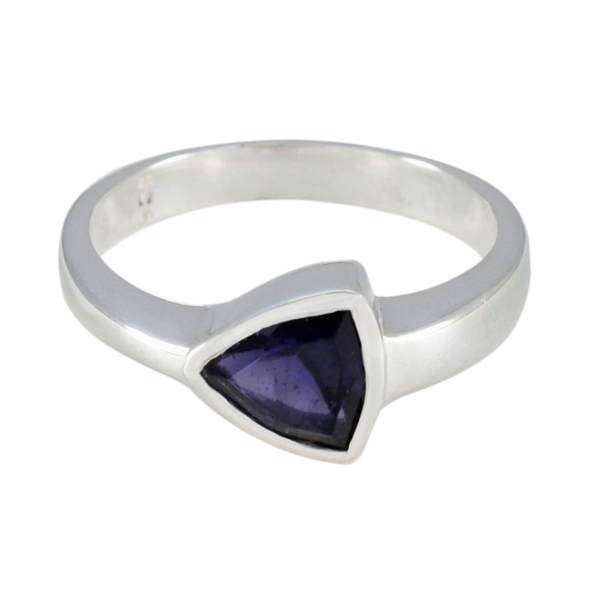 Yasmin silver ring featuring a triangular blue gemstone blue solitaire ring for women