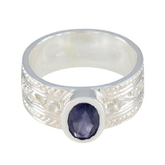Liyana Blue Solitaire Ring in Elegant Silver Design Iolite Blue