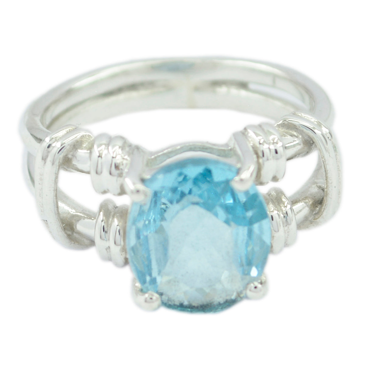Ellie Rope-Wire Blue Solitaire Ring Blue Topaz Blue
