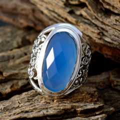 Dayana Blue Solitaire Ring with Intricate Silver Detail
