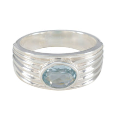 Zoey Blue Solitaire Ring with Stylish Silver Band Blue Topaz Blue