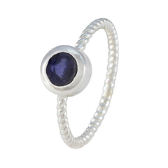 Zoey Blue Solitaire Ring with Gemstone Charm