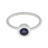 Zoey Blue Solitaire Ring with Gemstone Charm Iolite Blue