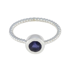 Zoey Blue Solitaire Ring with Gemstone Charm Iolite Blue