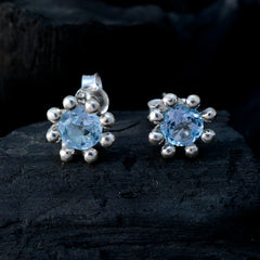 Elena Blue Solitaire Stud Earrings for Everyday Glam