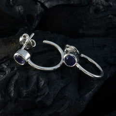 Isabelle Blue Solitaire Stud Earrings in Silver