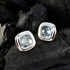 Ángeles Blue Solitaire Stud Earrings for Daily Glam