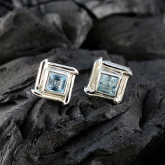 Dewi Blue Solitaire Stud Earrings for Everyday Glam