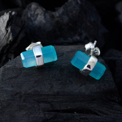 Pilar Blue Solitaire Stud Earrings for Everyday Glam