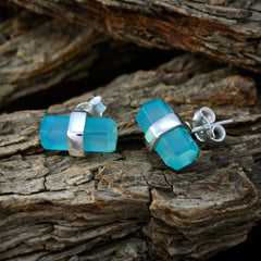 Pilar Blue Solitaire Stud Earrings for Everyday Glam