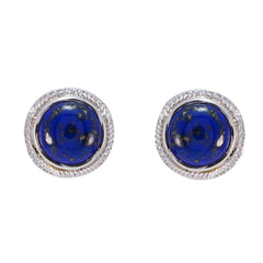 Noelia Blue Solitaire Stud Earrings for Everyday Glam Lapis Lazuli Blue Stud
