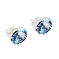 Sofía Blue Solitaire Stud Earrings for Everyday Glam