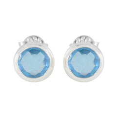 Soo-jin Blue Solitaire Stud Earrings for Everyday Glam Blue Topaz Blue Stud