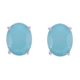 Antonia Blue Solitaire Stud Earrings for Every Occasion Chalcedony Blue Stud