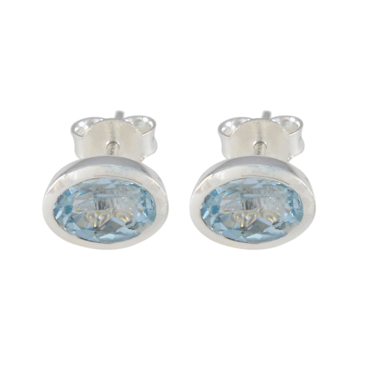 Hina Blue Solitaire Stud Earrings for Everyday Glam Blue Topaz Blue Stud