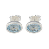 Hina Blue Solitaire Stud Earrings for Everyday Glam Blue Topaz Blue Stud